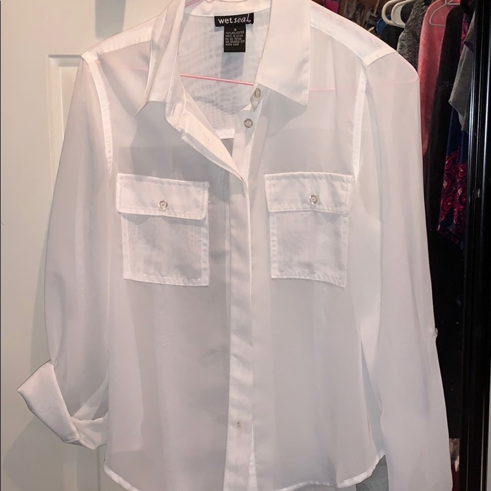 Shear button up blouse